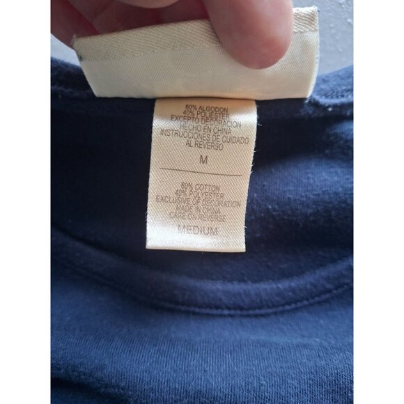 Vintage MC Sportswear Christmas Reindeer Santa TShirt M Navy Embroidered Festive - Picture 5 of 7